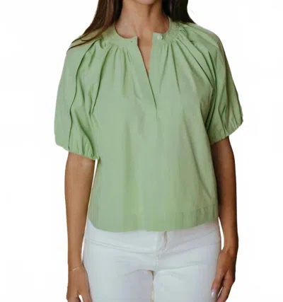 Laroque Henley Short Sleeve Top In Sage In Green