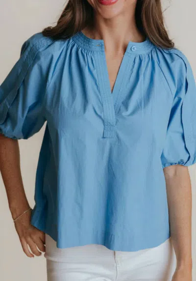 Laroque Henley Top In Mist In Blue