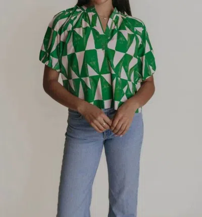 Laroque Henley V-neck Top In Colony In Green