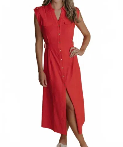 Laroque Hillary Midi Dress In Shrimp In Red