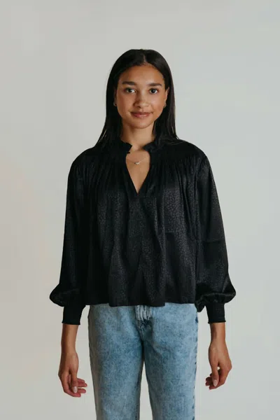 Laroque Judy Smocked V Top In Black