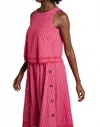 Laroque June Top In Pink/red Check In Pink