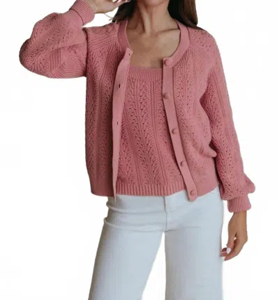 Laroque Kassi Long Sleeve Cardigan In Rosette In Pink