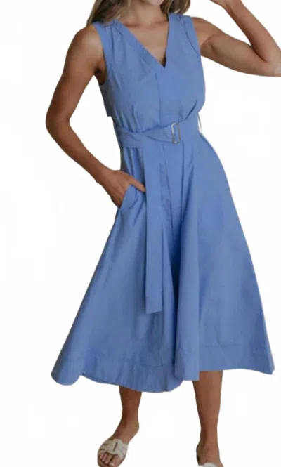 Laroque Market V Neck Midi Dress In French Blue