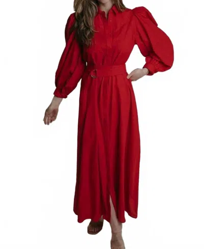 Laroque Quinn Puff Sleeve Dress In Red