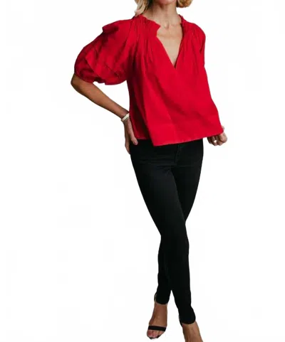 Laroque Sims V-neck Top In Red