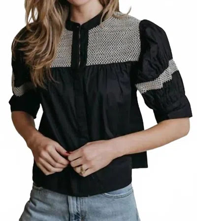 Laroque Sutton Smocked Blouse In Blk In Multi