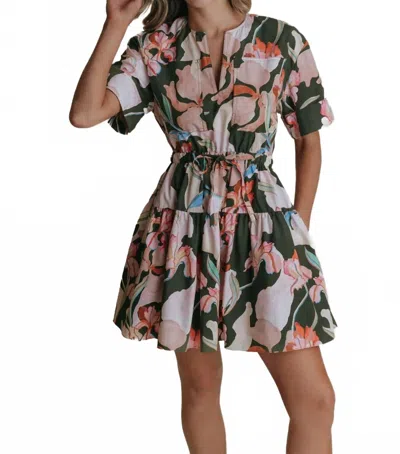 Laroque Valeria Mini Dress In Green Floral In Multi