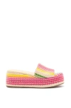 Larroude Larroudé Alex Flatform Mule In Rainbow Raffia