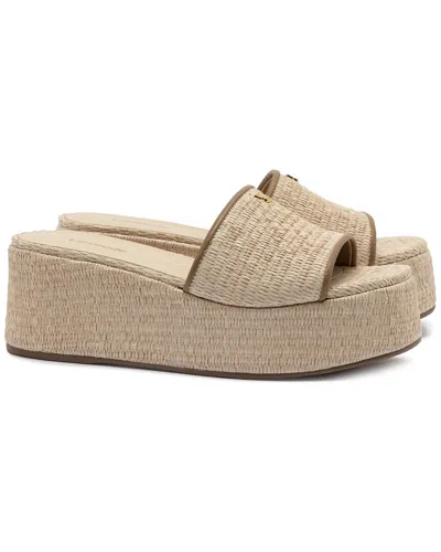 Larroude Alex Raffia & Leather Flatform Mule Natu In Neutral