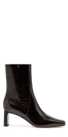 Larroude Alexis Bootie Dark Croco Embossed Leather In Black