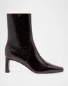 Larroude Alexis Leather Bootie In Dark Oak