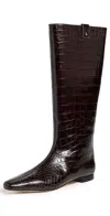 Larroude Alexis Flat Boots Dark In Burgundy