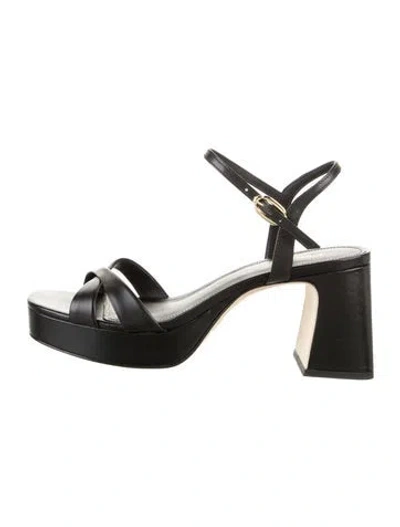 Pre-owned Larroude Bianca Leather Sandals W/ Tags In Black