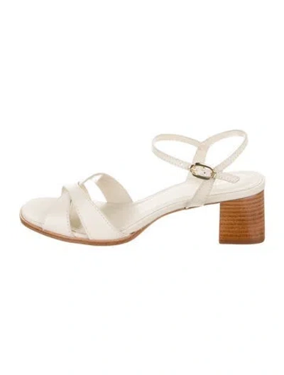 Pre-owned Larroude Bianca Leather Sandals W/ Tags In Neutral