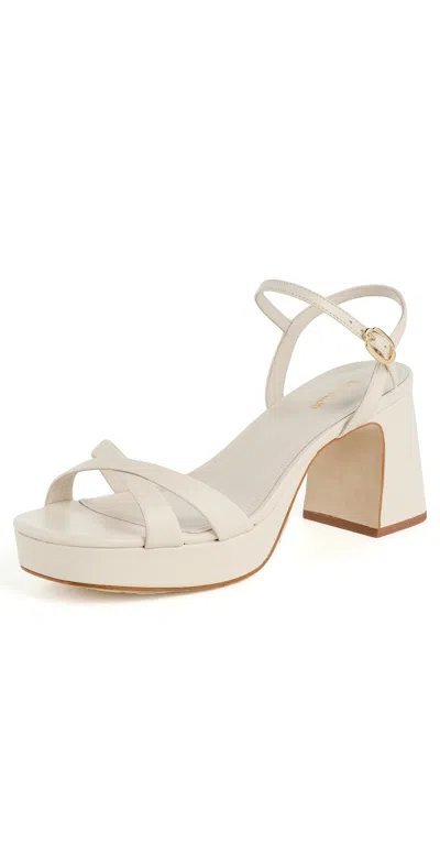 Larroude Bianca Low Sandals Ivory Leather In White