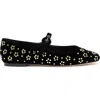 Larroude Blair Velvet Studs Ballet Flats Black In Multicolor
