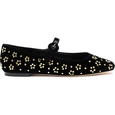 Larroude Blair Velvet Studs Ballet Flats Black In Multicolor