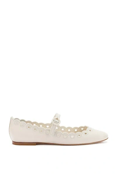 Larroude Women's Blair Broderie Leather Ballet Flats In Ivory