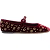 Larroude Blair Studded Velvet Mary Jane Ballerina Flats In Purple