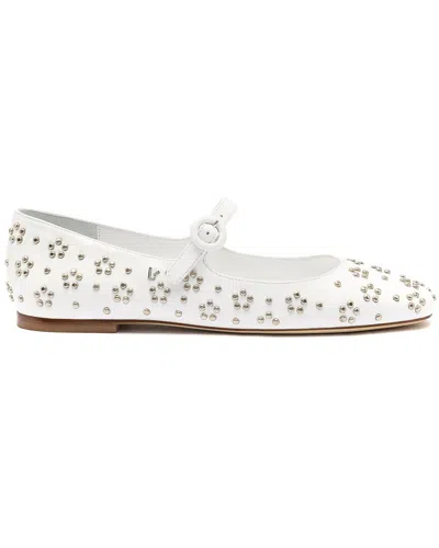 Larroude Blair Leather Ballet Flat In White