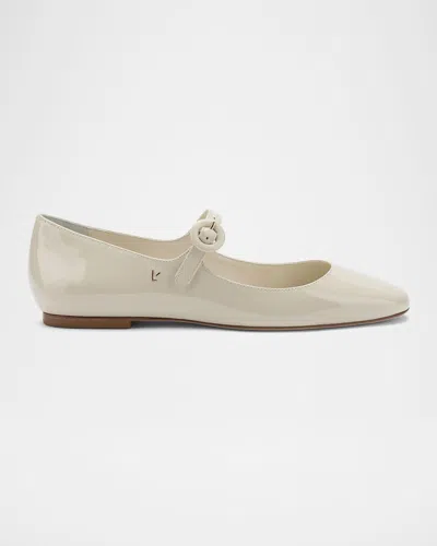 Larroude Blair Patent Mary Jane Ballerina Flats In Ivory