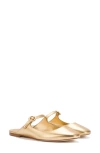 Larroude Blair Leather Flat Mule In Gold