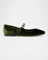 Larroude Blair Velvet Mary Jane Ballerina Flats In Bosco