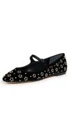 Larroude Blair Velvet Studs Ballet Flats Black In Black