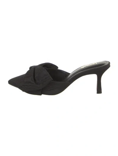 Pre-owned Larroude Bow Accents Mules In Black
