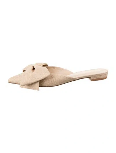 Pre-owned Larroude Bow Accents Mules In Neutrals