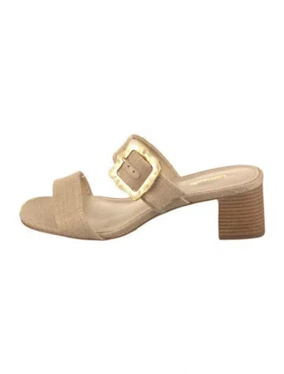 Pre-owned Larroude Bow Accents Sandals In Neutrals