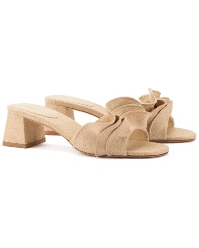 Larroude Brigitte Raffia Ruffle Mule In Neutral