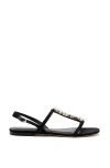 Larroude Calypso Flat Sandal In Black