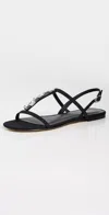 Larroude Calypso Flat Sandal In Black