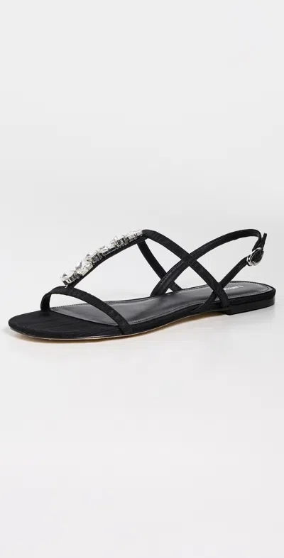 LARROUDE CALYPSO FLAT SANDALS BLACK