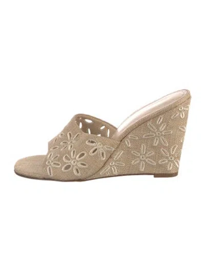Pre-owned Larroude Canvas Floral Print Sandals In Neutral