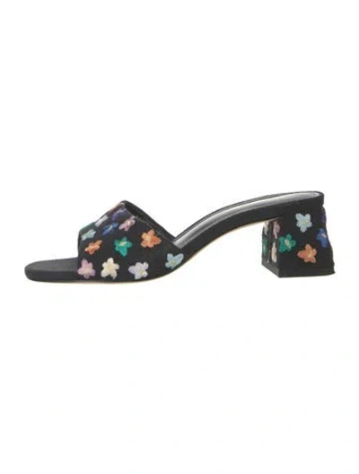 Pre-owned Larroude Canvas Floral Print Slides In Multicolor