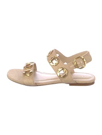 Pre-owned Larroude Canvas Gladiator Sandals In Gold