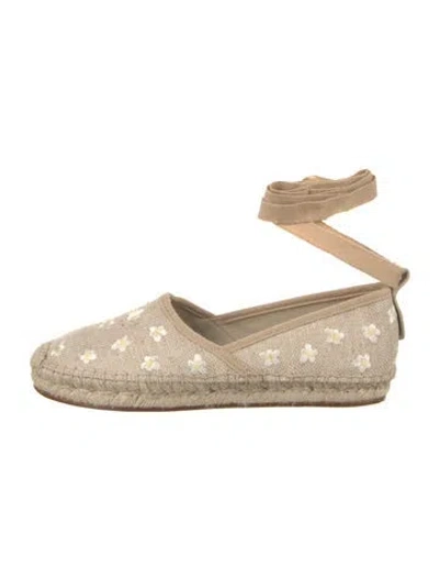 Pre-owned Larroude Canvas Printed Espadrilles In Neutral