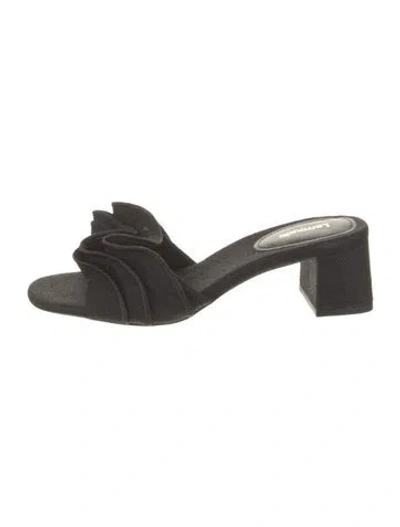 Pre-owned Larroude Canvas Ruffle Embellishment Espadrilles In Black