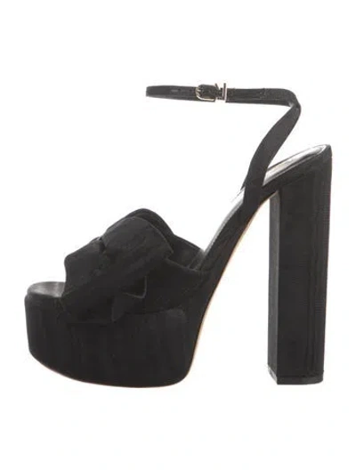 Pre-owned Larroude Canvas Sandals In Black