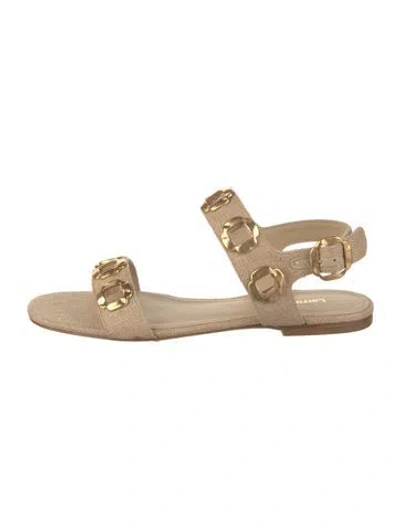 Pre-owned Larroude Canvas Sandals In Gold
