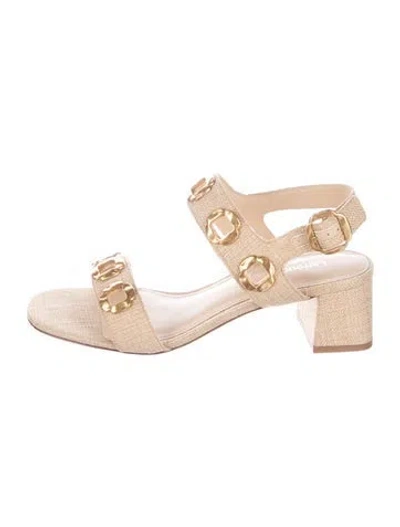 Pre-owned Larroude Canvas Sandals In Gold