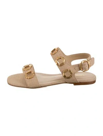 Pre-owned Larroude Canvas Sandals In Gold