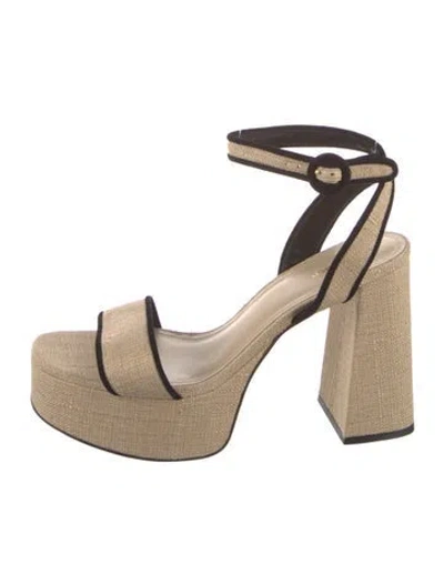 Pre-owned Larroude Canvas Sandals In Neutral