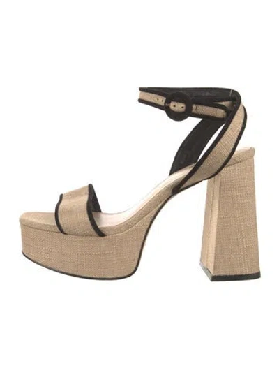 Pre-owned Larroude Canvas Sandals In Neutral