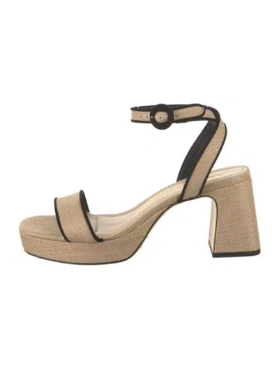 Pre-owned Larroude Canvas Sandals In Neutral
