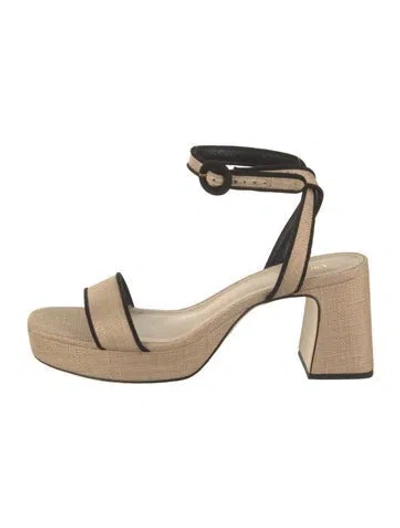 Pre-owned Larroude Canvas Sandals In Neutral