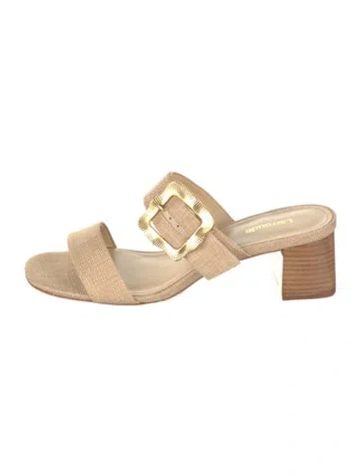 Pre-owned Larroude Canvas Sandals In Neutral